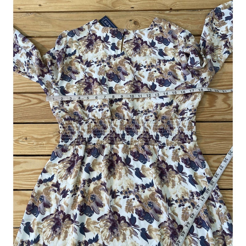NWT DownEast Floral Pleated Waist Dress Size Small Women’s Cream MSRP $46.99 - Picture 6 of 7